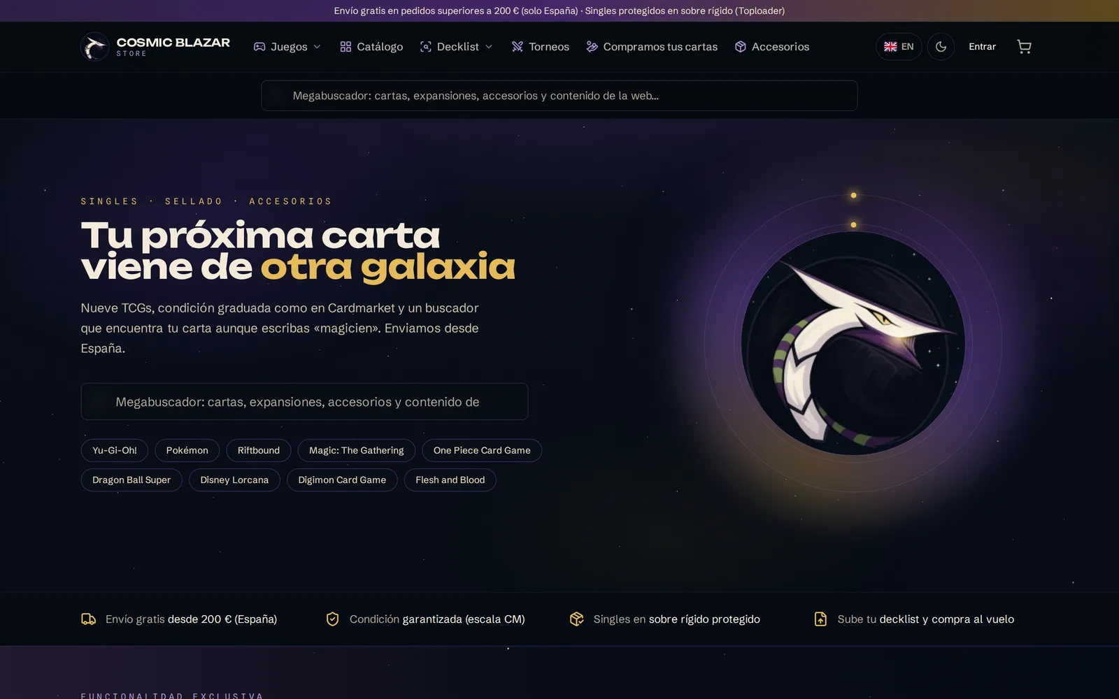 Cosmic Blazar: an online TCG card shop